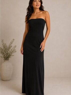 32. PrettyLittleThing • NWT Black Strapless Maxi Dress PTP 17”-19”